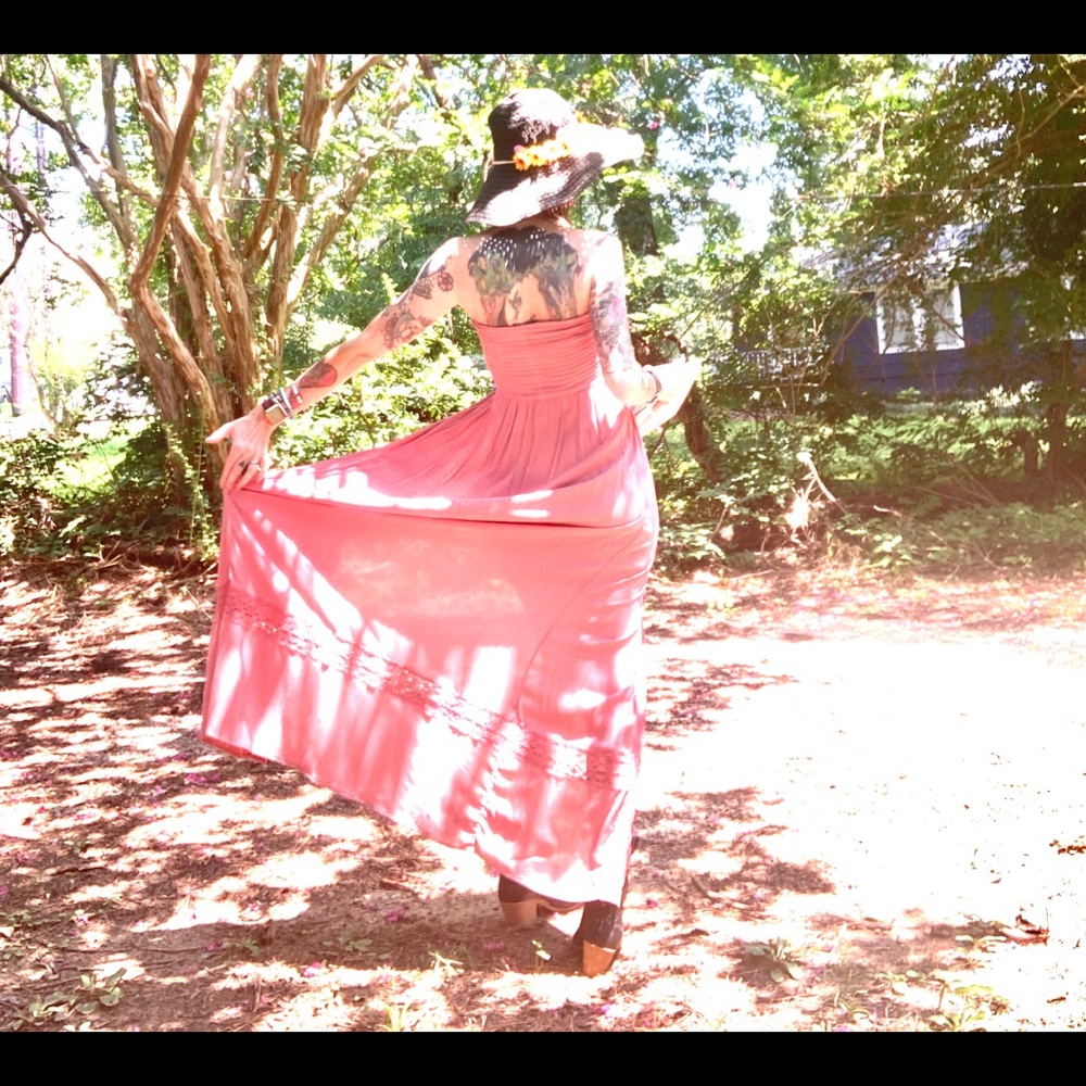 Xhiliration JRS Tube Top Maxi Dress S Peach 🍑